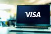 логотип Visa, ноутбук, екран