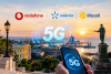 Одеса, 5G, смартфон, панорама міста, логотипи операторів, пам'ятник Дюку