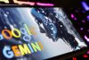 смартфон, Gemini, логотип, неон, робот, екран
